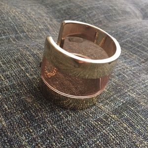 A.P.C quartz like stone gold tone cuff bracelet